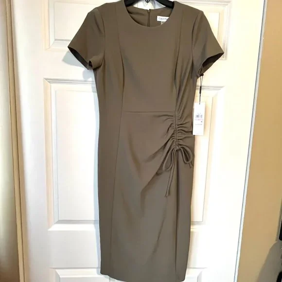 knee length dresses for ladies Calvin Klein Womens Rayon Twill Button Dress  ShopCGX